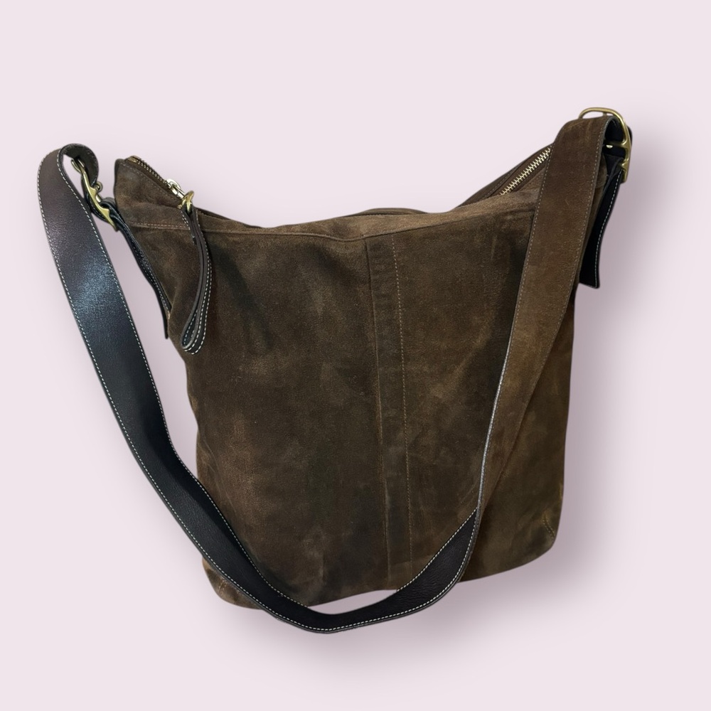 Coach XL Legacy Suede Hobo Bag No. G2S-9322  Brown Leather Trim